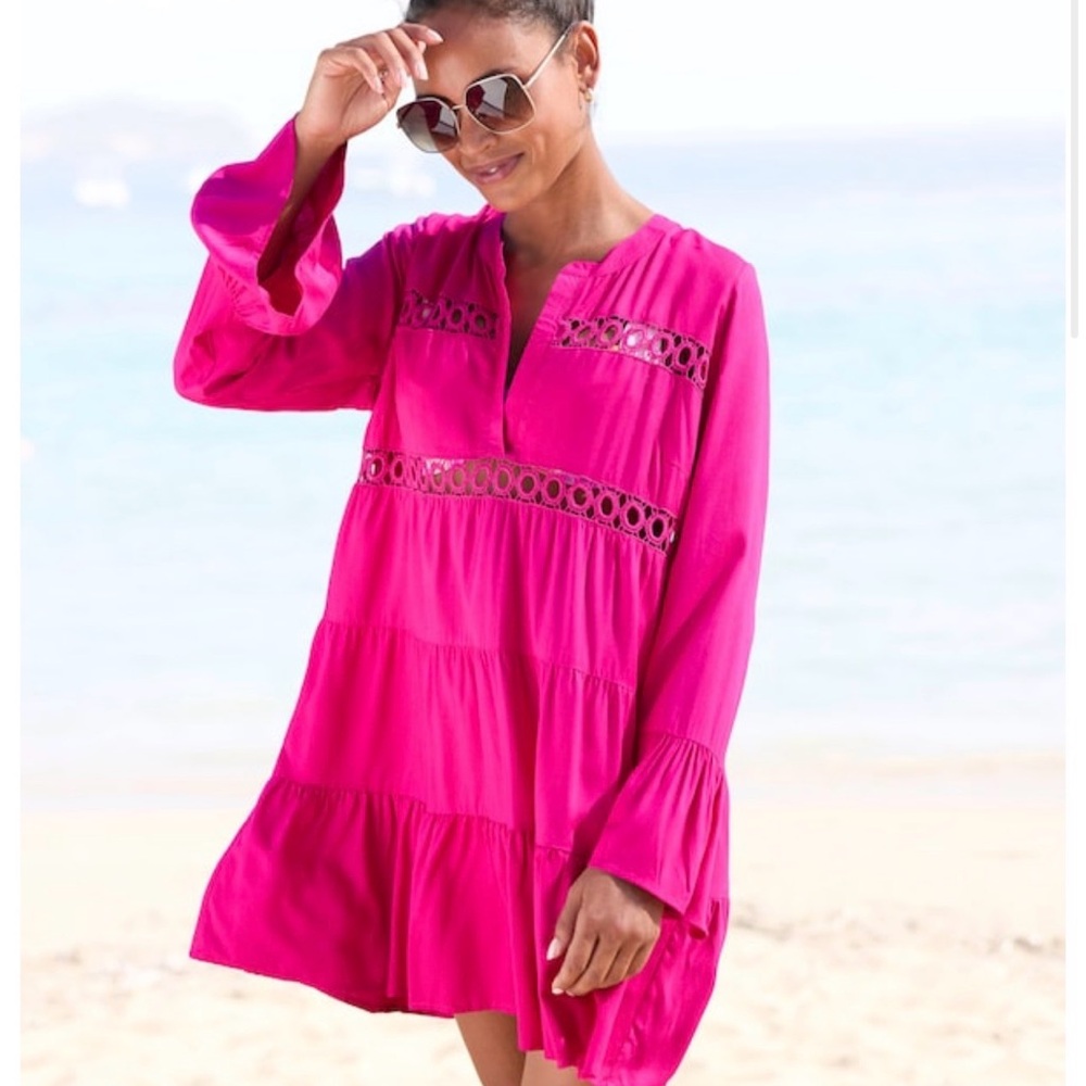 Lascana from Victoria’s Secret pink flowy dress long sleeves flowy style